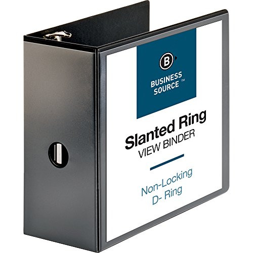 Business Source 5Inch Slant Ring View Binder  Black