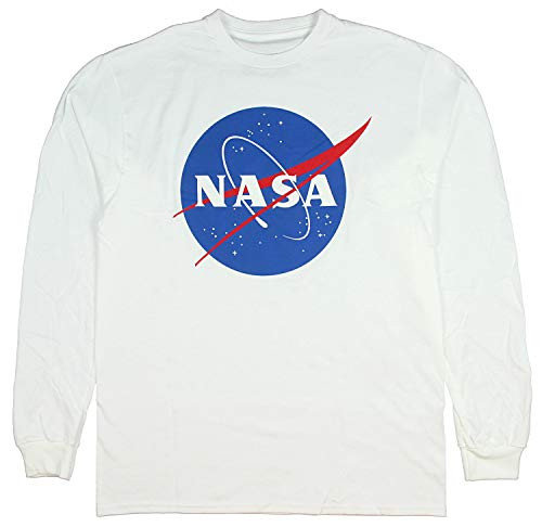 econoShirts NASA Meatball Logo Long Sleeve Shirt Space Shuttle Rocket Science Geek Tee Medium White