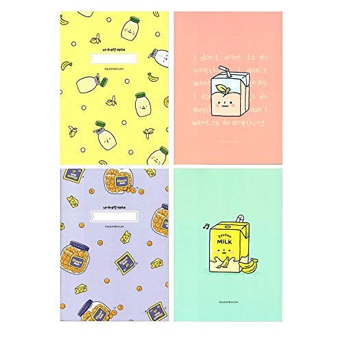 Convenience Store Cute Food Design Ruled Stationery Notebook 1PC  4 Designs Set of 4 1ea