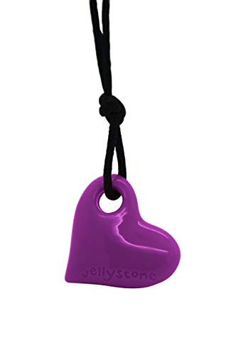 Jellystone Junior Heart Pendant Silicone Non-Toxic Chewelry Necklace (Purple Grape)