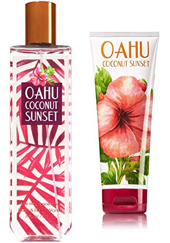 Bath  Body Works ~ Oahu Coconut Sunset ~ Fine Fragrance Mist  Ultra Shea Body Cream Gift Set