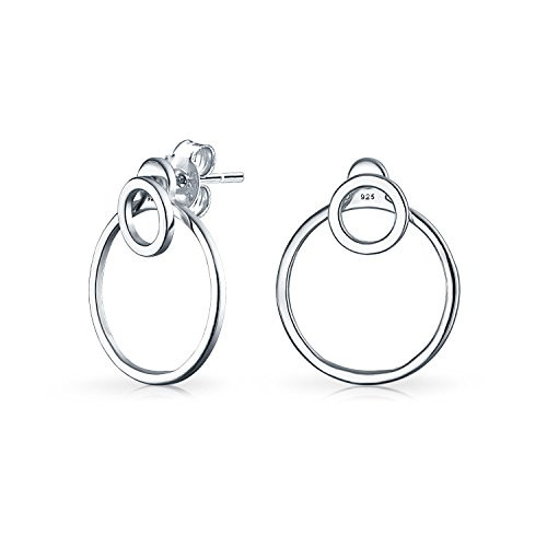 Minimalist Geometric Round Open Thin Circle Drop Stud Large Hoop Earrings For Women 925 Sterling Silver 175 Inch Dia