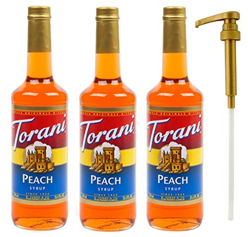 Torani Peach Syrup 254 Ounce 3 Pack Plus 1 Syrup Pump