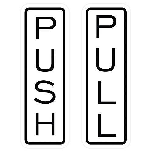 All Quality Classic Vertical Push Pull Door Sign White  Medium