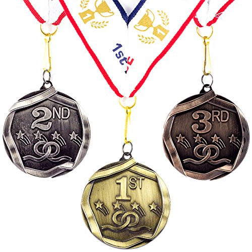 All Quality 1st 2nd 3rd Place Shooting Stars Award Medals  3 Piece Set Gold Silver Bronze Includes Ribbon