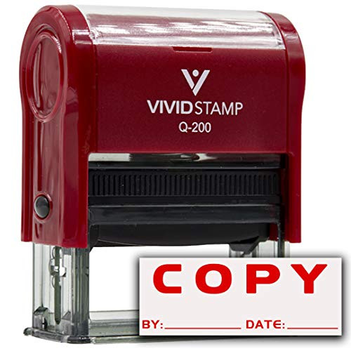Copy by Date Self Inking Rubber Stamp Red Ink Medium