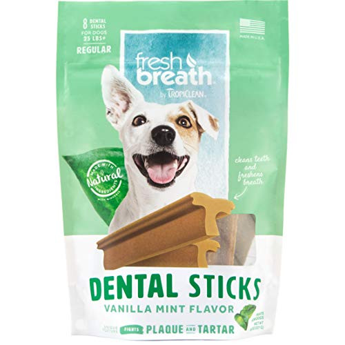 Fresh Breath by TropiClean Dental Sticks for Large Dogs 25 Pounds 8ct 8oz  Made in USA  Removes Plaque  Tartar