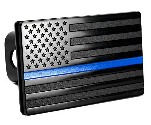 USA American Flag Metal Trailer Hitch Cover Fits 2 Receivers Black with Thin Blue line USA American Flag Metal Trailer Hitch Cover Fits 2 Receivers Black with Thin Blue line