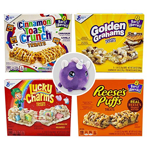 Cereal Snack Bars Cinnamon Toast Crunch Golden Grahams with Chocolate Lucky Charms with Marshmallow Reeses Puffs Peanut Butter On the Go Breakfast Treat Variety Pack for Family with Squeezamal Cereal Snack Bars Cinnamon Toast Crunch Golden Grahams with Chocolate Lucky Charms with Marshmallow Reeses Puffs Peanut Butter On the Go Breakfast Treat Variety Pack for Family with Squeezamal