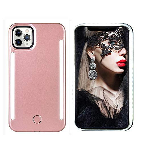 GSRtech Light up case for iPhone 11 pro maxLED Illuminated Selfie LightRechargeableGreat for a Bright Selfie Light Up Case Cover Rose Gold iPhone 11 pro max