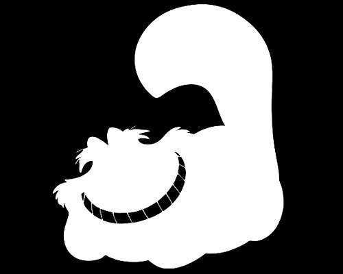 LLI Cheshire Cat Silhouette  Decal Vinyl Sticker  Cars Trucks Vans Walls Laptop  White 55 x 48 in  LLI800