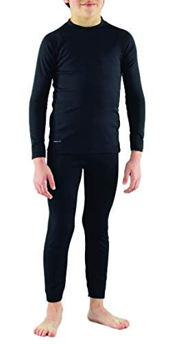 MEDALIST Boys Comfort Stretch Performance Base Layer Crew Neck Top  Pant Set Black