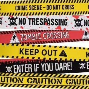 Fright Tape Keep Out Danger Zone Beware Zombies Set of 3 with Os De Paume Halloween Creepy Scary Harvest Decor Decoration Decorations Tape Bundle of 4