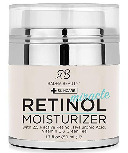Radha Beauty Retinol Moisturizer Miracle Cream for Face  with Retinol Hyaluronic Acid Vitamin E and Green Tea Best Night and Day Moisturizing Cream 17 fl oz