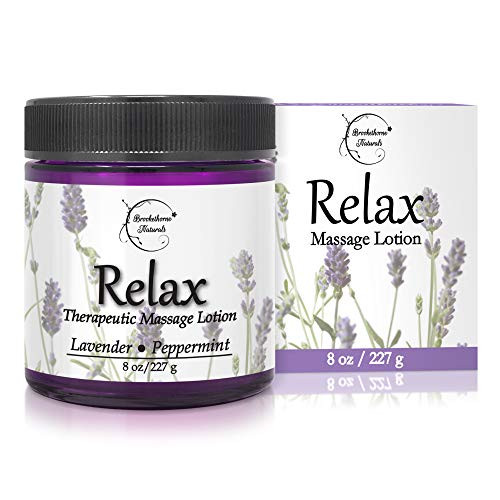 Relax Therapeutic Massage Lotion  All Natural Enriched with Lavender  Peppermint Essential Oils Perfect for Massage Therapy  Massage Cream for Full Body Massage  Brookethorne Naturals 85oz