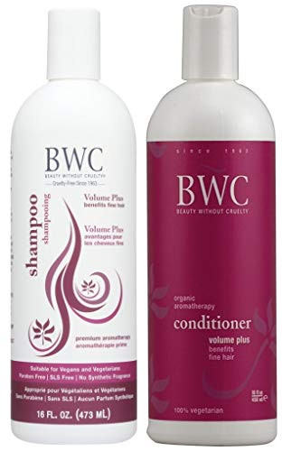 Beauty Without Cruelty Volume Plus Shampoo and Beauty Without Cruelty Volume Plus Conditioner With 100 Pure Premium Oshadhi Essential Oils 16 fl oz 473 ml each