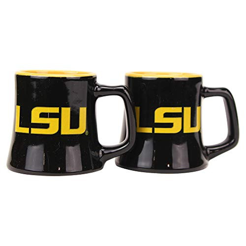 NCAA Full Color Sclupted Mug 2oz Shot Glass 2-Pack (Louisiana State Tigers)