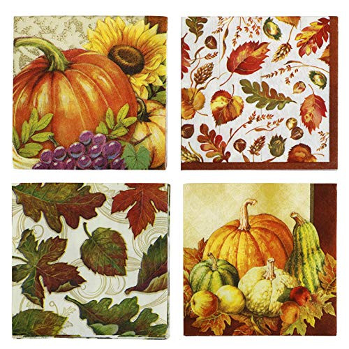 Paper Disposable Party Napkins Beverage Size Harvest Combo 64Count