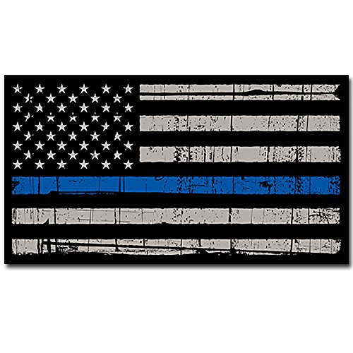 itsaskin1 Thin Blue Line Police Distressed American Flag Sticker Decal Blue Lives Matter Large 8 Sticker Made in The USA
