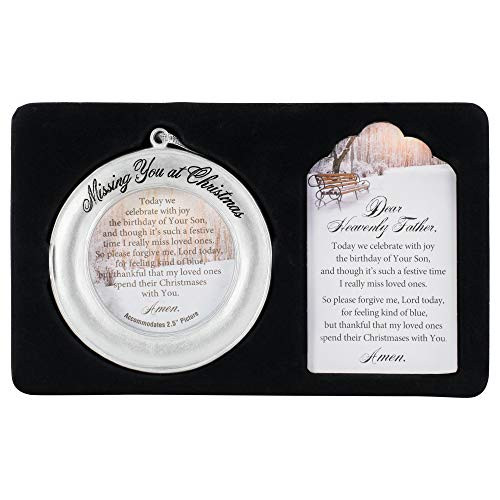 Dicksons Missing You at Christmas White 3 x 3 Christmas Ornament Bookmark Gift Set
