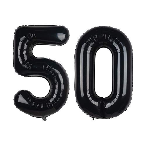 TimLin 40 inch Black 50 Number Jumbo Foil Mylar Helium Balloons  Party Decoration Supplies Balloons  Great for 50th Birthday or 50th Any Anniversary Parties Events