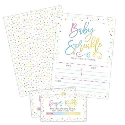 Baby Sprinkle Invitations for Girl or Boy Diaper Raffle Cards Included 20 Invites Including Envelopes
