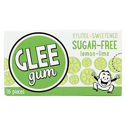 Glee Gum All Natural Lemon Lime Gum Non GMO Project Verified Sugar Free Eco Friendly 16 Piece Box Pack of 12