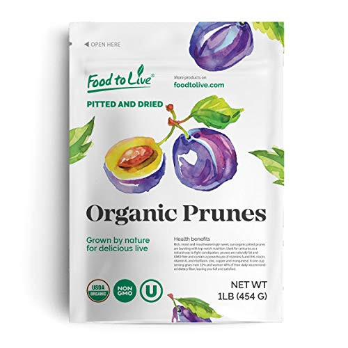Organic Pitted Prunes 1 Pound  Dried California Plums NonGMO Kosher Unsulfured Unsweetened Bulk