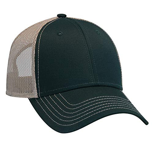 Otto 6 Panel Low Profile Contrast Vertical Mesh Back Cap  DkGrnDkGrnKHA