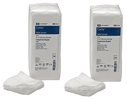 Covidien 2634 Curity Gauze Sponge NonSterile 4 x 4 12Ply Pack of 200 2