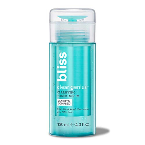 Bliss Clear Genius Clarifying Toner  Serum Gently Tone  Soothe Skin Witch Hazel Niacinamide Salicylic Acid and CICA Clear and Minimize Pores Clarifies Skin CrueltyFree  Vegan 43 fl oz