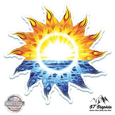 GT Graphics Colorful Sun Beautiful Sunrise  3 Vinyl Sticker  for Car Laptop IPad Phone Helmet Hard Hat  Waterproof Decal