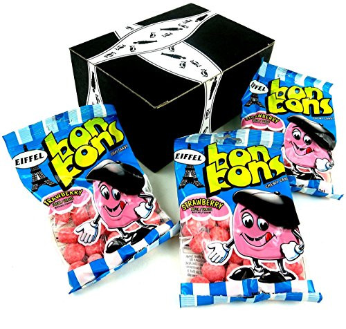 Eiffel Strawberry Bon Bons 4 oz Bags in a BlackTie Box Pack of 3 Eiffel Strawberry Bon Bons 4 oz Bags in a BlackTie Box Pack of 3