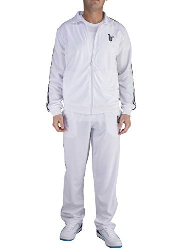 Vertical Sport Mens 2 Piece Jacket  Pants Slim Fit Jogging Track Suit JS10 XXLrage White