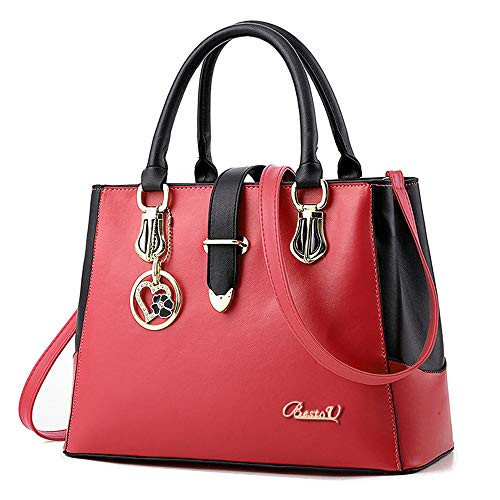 Purses and Handbags for Women Tote Shoulder Crossbody Bags with Long Strap Detachable Red