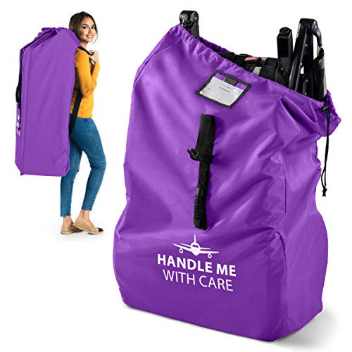 Stroller Travel Bag for Airplane Gate Check in  Large Standard or Double Stroller Purple