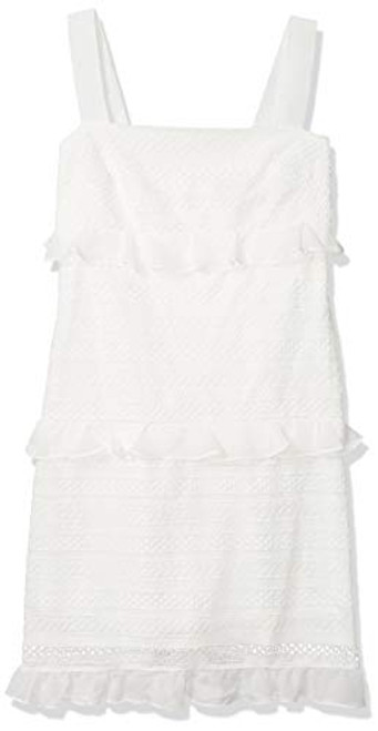 Adrianna Papell Womens Striped LACE ALINE Dress Ivory 14