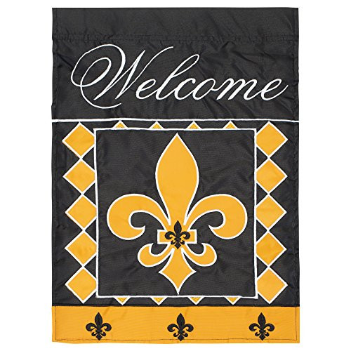 Magnolia Garden Welcome Fleur De Lis Black And Gold 18 x 13 Spun Polyester Outdoor Garden Flag Magnolia Garden Welcome Fleur De Lis Black And Gold 18 x 13 Spun Polyester Outdoor Garden Flag