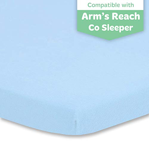 Joey  Joan Baby Cradle Sheet Fitted 18 x 36  Compatible with Arms Reach Co Sleeper Cambria Clear Vue Mini Ezee Bassinet  Pure Flannel Cotton  Blue
