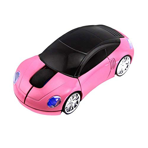 CHUYI 24GHz 3D Car Shape Wireless Optical Mouse Office Mouse USB Office Mouse with Receiver for PC Laptop Pink