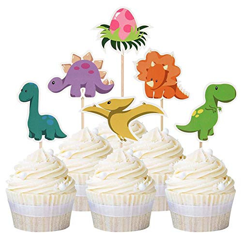 Hasken 36 Pack Cute Dinosaur Cupcake Toppers Dinosaur Cake Toppers Picks for Dinosaur Theme Birthday Party Baby Shower Decorations