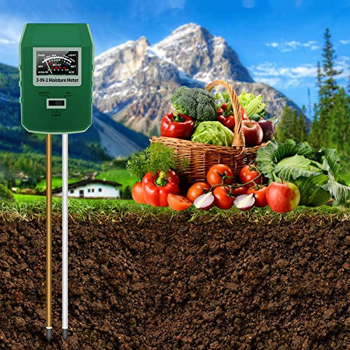 AmuseNd Soil PH Tester 3in1 MoistureLightPH Test Kit Digital Soil Ph Meter for Garden Farm Lawn Indoor Outdoor Solar Tech Soil Ph Sensor Lawn Soil Test Kit