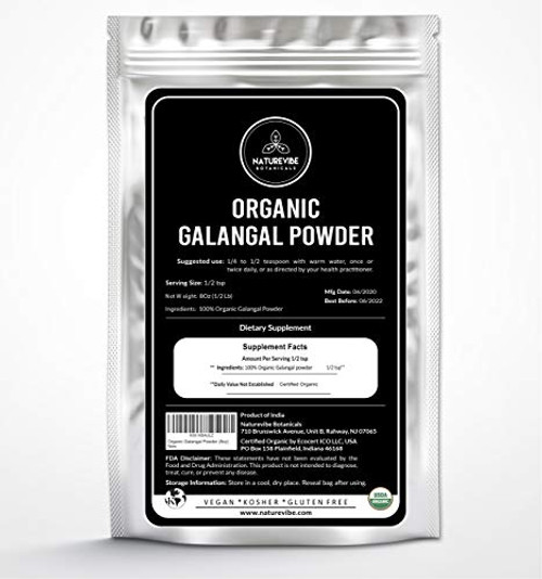 Naturevibe Botanicals Organic Galangal Root Powder 8 Ounces  NonGMO and Gluten Free  Supports Immunity System