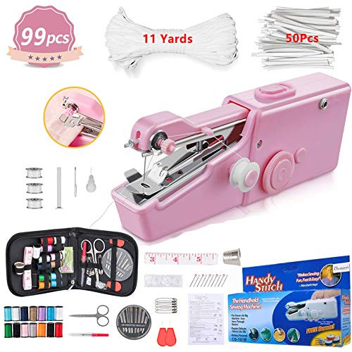 Handheld Sewing Machine Mini Sewing Machine Portable Sewing Machine Cordless Electric Sewing Machine Quick Repairing Suitable for Home Travel Clothes Cloth Curtain Pet Clothes DIY Sewing Kit 99 PCS Handheld Sewing Machine Mini Sewing Machine Portable Sewing Machine Cordless Electric Sewing Machine Quick Repairing Suitable for Home Travel Clothes Cloth Curtain Pet Clothes DIY Sewing Kit 99 PCS