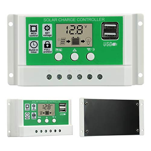 20A Solar Charge Controller 12V24V Auto Solar Panel Charge Controller 20Amp Solar Regulator Lithium BatteryLeadAcid with Dual USB LCD Adjustable Parameter Backlight LCD Display and Timer Setting