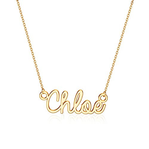 Turandoss Chloe Necklace 14K Gold Plated Name Necklace Chloe Jewelry Gifts Gold Chloe Name Necklace for Women Jewelry Name Necklace Personalized