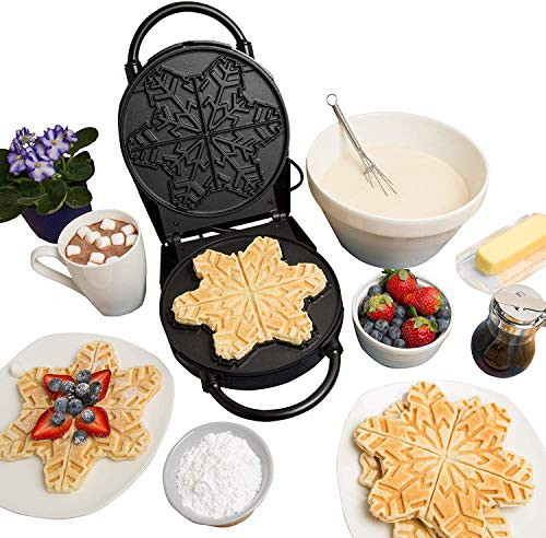 Snowflake Waffle Maker NonStick Winter Holiday Waffler Iron Griddle w Adjustable Browning Control Snowflake Waffle Maker NonStick Winter Holiday Waffler Iron Griddle w Adjustable Browning Control