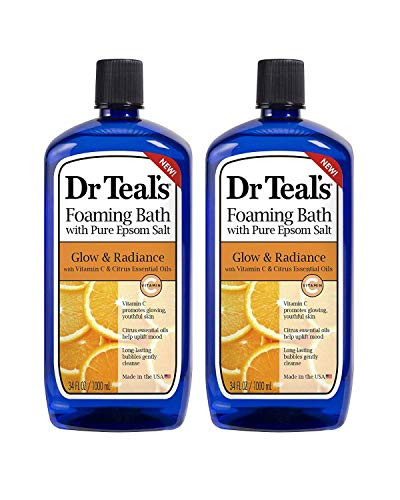 Dr Teals Glow  Radiance with Vitamin C  Citrus Essential Oils Foaming Bath 34oz Pack of 2