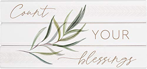 P Graham Dunn Count Your Blessings Classic White 8 x 4 Pine Wood Staggered Sticks Sign