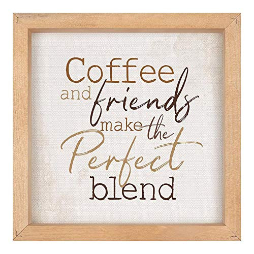 P Graham Dunn Coffee Friends Make Perfect Blend Natural Brown 10875 x 10875 Pine Wood Framed Plaque